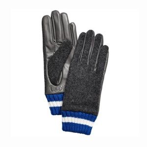Calvin Klein leather & wool gloves knit charcoal blue brand new gift medium